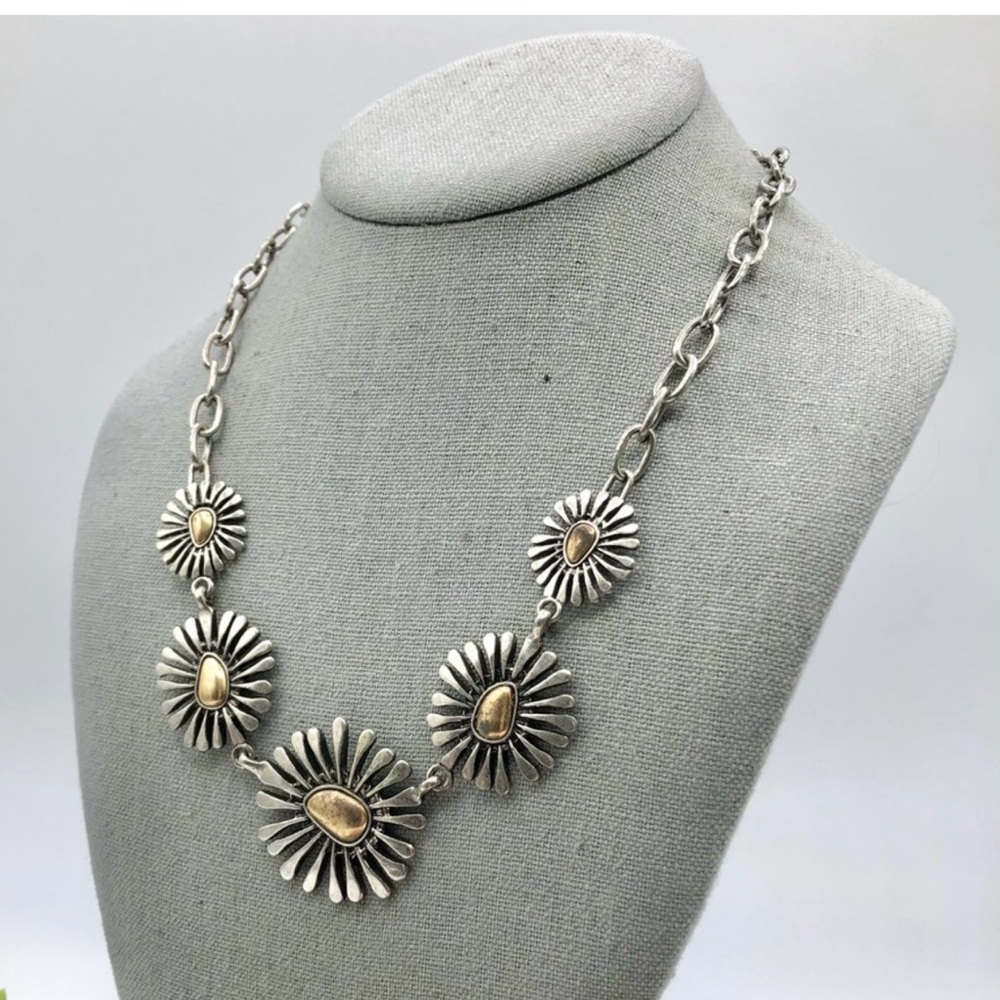Lucky Brand Mixed Metal Floral Collar Necklace